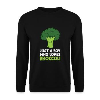 Cute Broccoli Just a Boy Who Loves Broccoli - Unisex Sweatshirt - black - Front - Alina (178cm) & Michal (187cm)