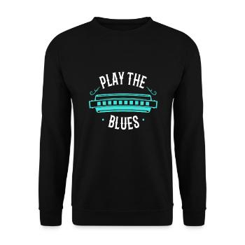 Harmonica Play The Blues Instrument - Unisex Sweatshirt - black - Front - Alina (178cm) & Michal (187cm)