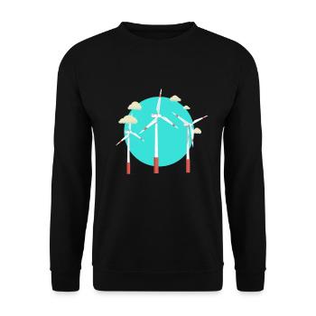 Wind power Wind turbine Wind turbine - Unisex Sweatshirt - black - Front - Alina (178cm) & Michal (187cm)