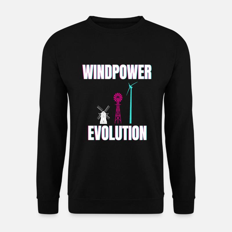 Windpower Evolution Éolien Vent - Sweat-shirt Unisexe - noir