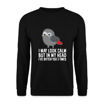 I May Look Calm But In My Head I've Bitten You 3 - Unisex Sweatshirt - black - Front - Alina (178cm) & Michal (187cm)