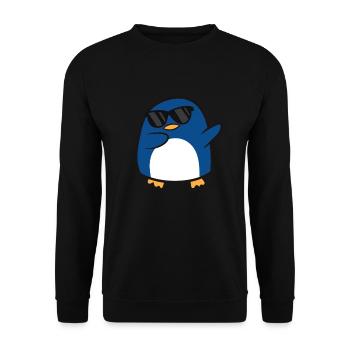 Lustiger Pinguin-Liebhaber tupfender Pinguin - Unisex Pullover - Schwarz - Vorne - Alina (178cm) & Michal (187cm)