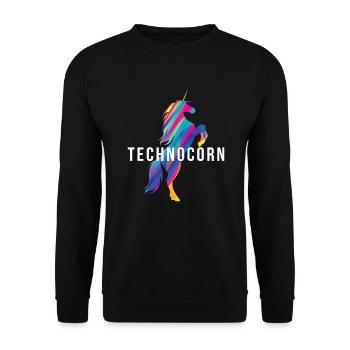 Technocorn Repeat Festival EDM Music - Unisex Sweatshirt - black - Front - Alina (178cm) & Michal (187cm)