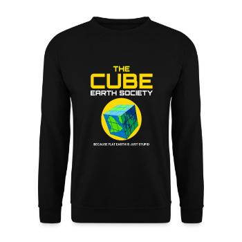 The Cube Earth Society Flat Earth Planet - Unisex Sweatshirt - black - Front - Alina (178cm) & Michal (187cm)