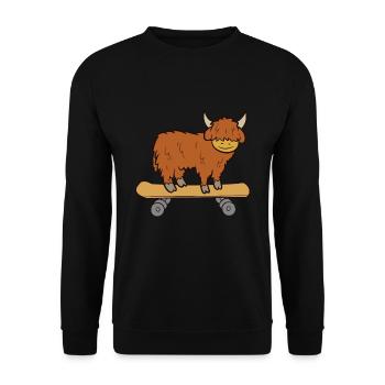 Skateboard Hochland Kuh Liebe Hochland Kühe - Unisex Pullover - Schwarz - Vorne - Alina (178cm) & Michal (187cm)