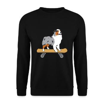 Aussie Skateboard Love Australian Shepherds - Unisex Sweatshirt - black - Front - Alina (178cm) & Michal (187cm)
