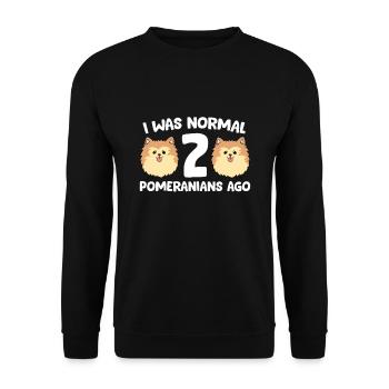 Pomeranian-Besitzer Ich war vor 2 Pomeranians - Unisex Pullover - Schwarz - Vorne - Alina (178cm) & Michal (187cm)