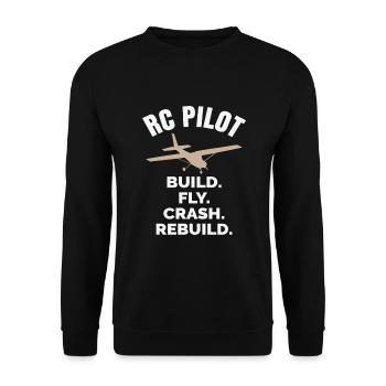 RC Pilot Modellflugzeug Modell - Unisex Pullover - Schwarz - Vorne - Alina (178cm) & Michal (187cm)