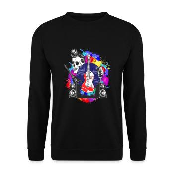 Gitarre Gitarren Totenkopf Gitarrist - Unisex Pullover - Schwarz - Vorne - Alina (178cm) & Michal (187cm)