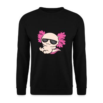 Cooler Axolotl mit Sonnenbrille Liebe Axolotl - Unisex Pullover - Schwarz - Vorne - Alina (178cm) & Michal (187cm)