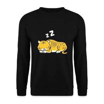 Sleeping Tiger Tiger Pajama Cute Tiger - Unisex Sweatshirt - black - Front - Alina (178cm) & Michal (187cm)