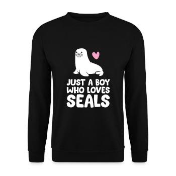 Just a Boy Who Loves Seals - Unisex Sweatshirt - black - Front - Alina (178cm) & Michal (187cm)