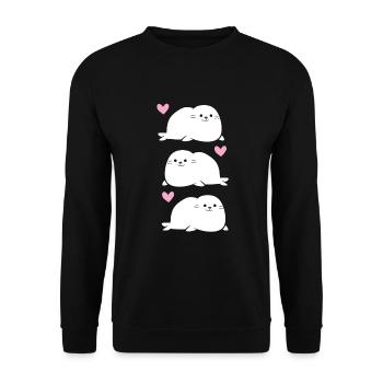 Cute Seals Baby Seals Love Seals - Unisex Sweatshirt - black - Front - Alina (178cm) & Michal (187cm)