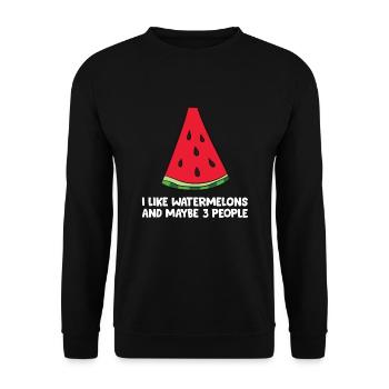J’aime les pastèques et peut-être 3 personnes - Sweat-shirt Unisexe - noir - Devant - Alina (178cm) & Michal (187cm)