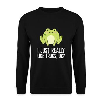 Ich mag einfach Frösche, okay? Lustiger - Unisex Pullover - Schwarz - Vorne - Alina (178cm) & Michal (187cm)