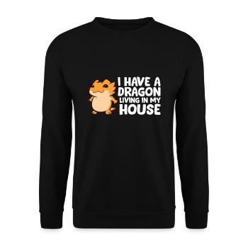 Ich habe einen Drachen, der in meinem Haus lebt - Unisex Pullover - Schwarz - Vorne - Alina (178cm) & Michal (187cm)
