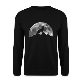 Loup et montagnes sur la lune - Sweat-shirt Unisexe - noir - Devant - Alina (178cm) & Michal (187cm)