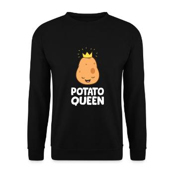 Lustige Kartoffelliebhaberin Kartoffelkönigin - Unisex Pullover - Schwarz - Vorne - Alina (178cm) & Michal (187cm)