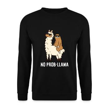 No Prob-llama Cute No Prob Llama Llama - Unisex Pullover - Schwarz - Vorne - Alina (178cm) & Michal (187cm)