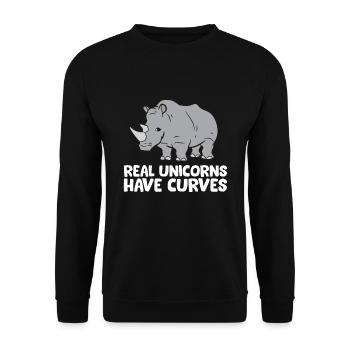 Drôle d’amoureux des rhinocéros Avoir de vraies licornes - Sweat-shirt Unisexe - noir - Devant - Alina (178cm) & Michal (187cm)