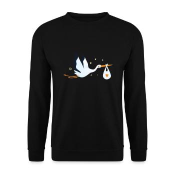 Cigogne Bébé Saint-Valentin Bébé Oiseau - Sweat-shirt Unisexe - noir - Devant - Alina (178cm) & Michal (187cm)
