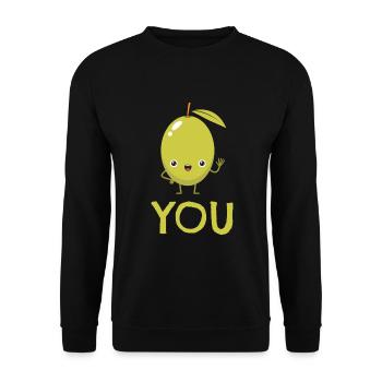 Vous Chères Olives Saint-Valentin - Sweat-shirt Unisexe - noir - Devant - Alina (178cm) & Michal (187cm)