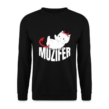 Muzifer Chat Chat Chat Diable Lucifer - Sweat-shirt Unisexe - noir - Devant - Alina (178cm) & Michal (187cm)