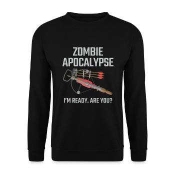 Crossbow Zombie Apocalypse Archery - Unisex Sweatshirt - black - Front - Alina (178cm) & Michal (187cm)