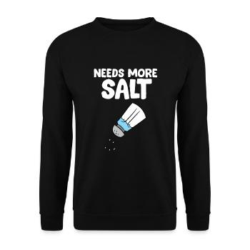 Funny Salt Lover It Needs More Salt - Unisex Sweatshirt - black - Front - Alina (178cm) & Michal (187cm)