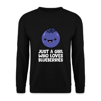 Nur ein Mädchen, das Blaubeeren liebt - Unisex Pullover - Schwarz - Vorne - Alina (178cm) & Michal (187cm)