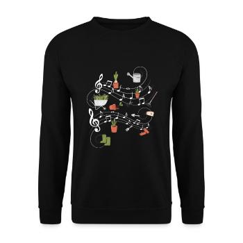 Music Musical Notes Garden Gardener - Unisex Sweatshirt - black - Front - Alina (178cm) & Michal (187cm)
