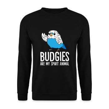 Funny Budgie Lover Budgerigars - Unisex Sweatshirt - black - Front - Alina (178cm) & Michal (187cm)