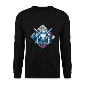 Samurai Japan Mask Japanese Art - Unisex Sweatshirt - black - Front - Alina (178cm) & Michal (187cm)