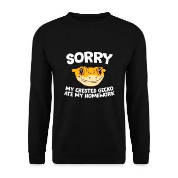 Crested Gecko Pet Sorry My Crested Gecko Ate My - Unisex Pullover - Schwarz - Vorne - Alina (178cm) & Michal (187cm)