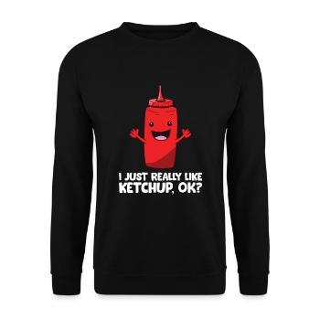 Ich mag einfach Ketchup, okay? Tomatenketchup - Unisex Pullover - Schwarz - Vorne - Alina (178cm) & Michal (187cm)