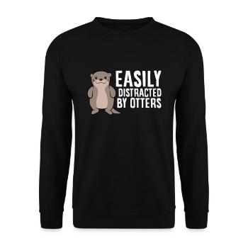 Easily Distracted By Otters Love Sea Otters - Unisex Sweatshirt - black - Front - Alina (178cm) & Michal (187cm)