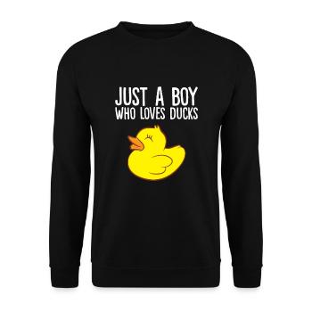 Nur ein Junge, der Enten liebt - Unisex Pullover - Schwarz - Vorne - Alina (178cm) & Michal (187cm)