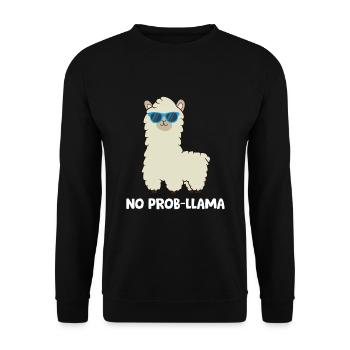 Llama Lover No Prob-LLama Alpaka No Probllama - Unisex Pullover - Schwarz - Vorne - Alina (178cm) & Michal (187cm)