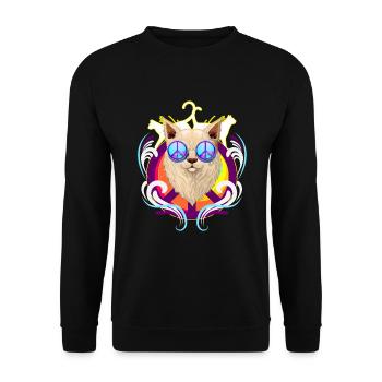 Frieden Katze Weltfrieden Antikrieg - Unisex Pullover - Schwarz - Vorne - Alina (178cm) & Michal (187cm)