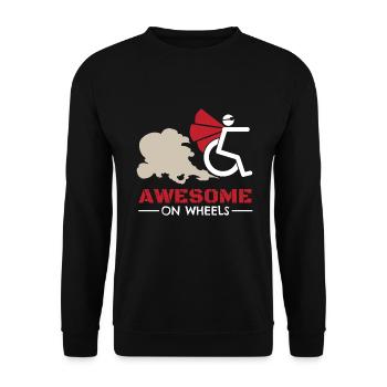 Awesome On Wheels Rollstuhlfahrer - Unisex Pullover - Schwarz - Vorne - Alina (178cm) & Michal (187cm)