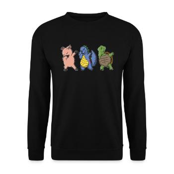 Dinosaur Pig Turtle Dabbing - Unisex Sweatshirt - black - Front - Alina (178cm) & Michal (187cm)