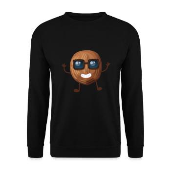 Kokosnuss mit Sonnenbrille - Unisex Pullover - Schwarz - Vorne - Alina (178cm) & Michal (187cm)