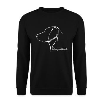 SCHWARZWILDBRACKE Profil Hunde Jagdhund Wilsigns - Unisex Pullover - Schwarz - Vorne - Alina (178cm) & Michal (187cm)