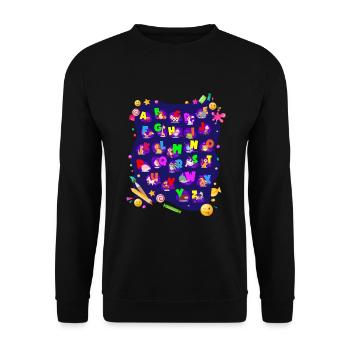 Alphabet Animals School Start Girls Boys - Unisex Sweatshirt - black - Front - Alina (178cm) & Michal (187cm)
