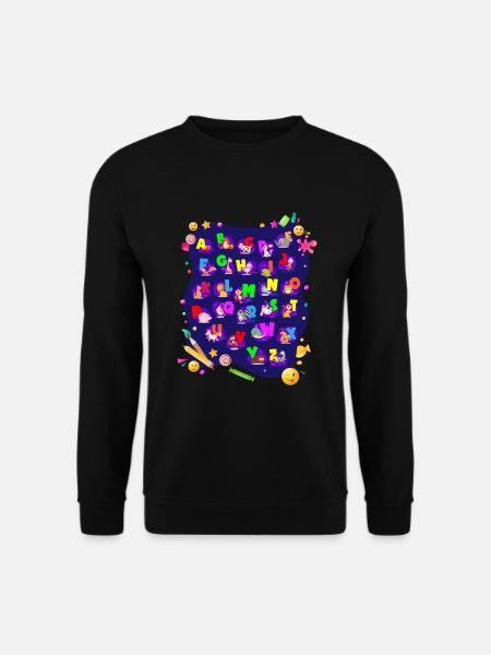 Alphabet Tiere Schulstart Mädchen Jungen - Unisex Pullover - Schwarz