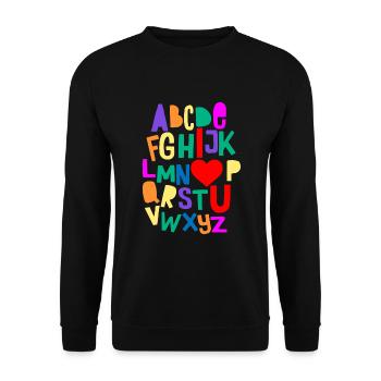 Alphabet Abc Je t’aime Filles Garçons - Sweat-shirt Unisexe - noir - Devant - Alina (178cm) & Michal (187cm)