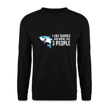 J’aime les requins et peut-être comme 3 personnes aiment les requins - Sweat-shirt Unisexe - noir - Devant - Alina (178cm) & Michal (187cm)
