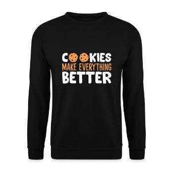 Les biscuits rendent tout meilleur Aimer le chocolat - Sweat-shirt Unisexe - noir - Devant - Alina (178cm) & Michal (187cm)