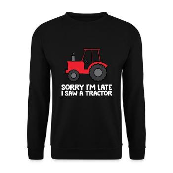 Désolé je suis en retard j’ai vu un tracteur - Sweat-shirt Unisexe - noir - Devant - Alina (178cm) & Michal (187cm)