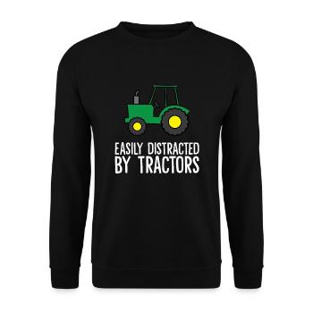 Facilement distrait par les tracteurs - Sweat-shirt Unisexe - noir - Devant - Alina (178cm) & Michal (187cm)
